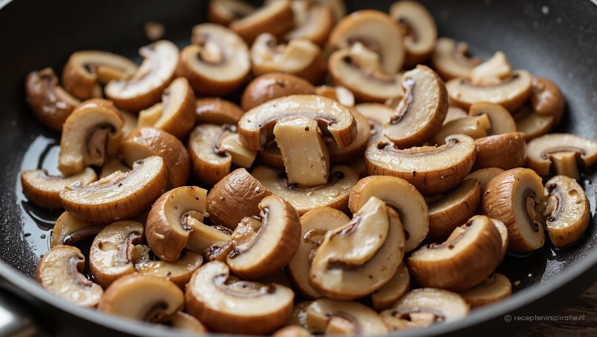 Paddenstoelen bakken voor duxelles