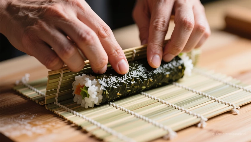 Sushi rollen met een mat.