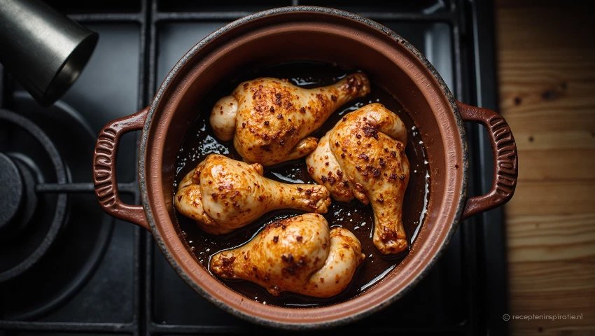 Boven aanzicht bakken kip