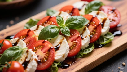 Caprese salade op houten plank