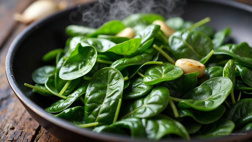 Spinazie slinken in pan