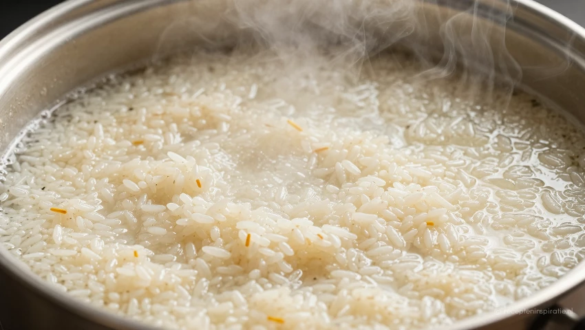 Rijst koken in een pan