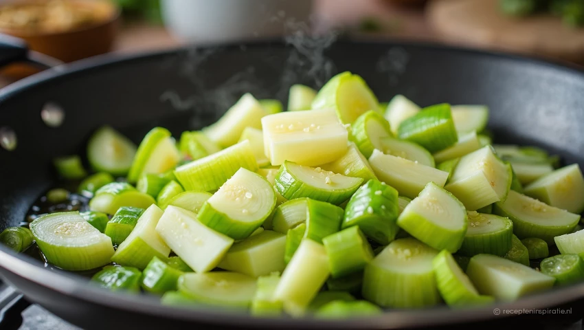 Gebakken prei in pan