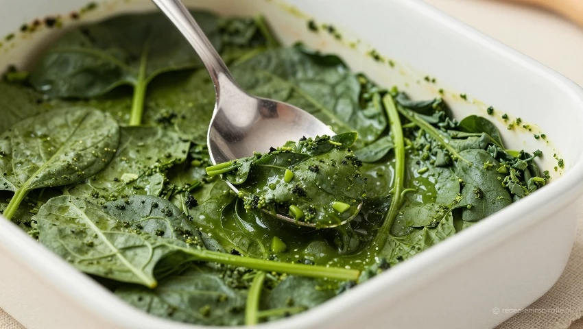 Spinazie laag glad maken