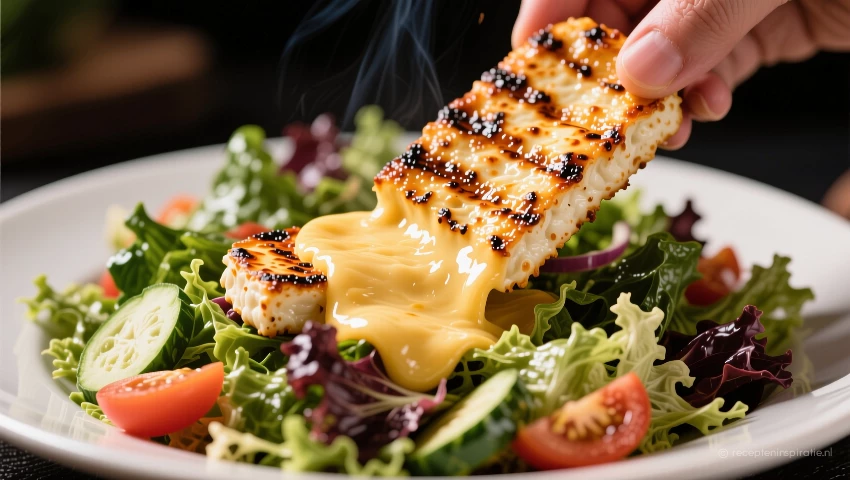 Halloumi toevoegen aan de salade