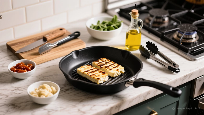 Benodigdheden om halloumi te grillen