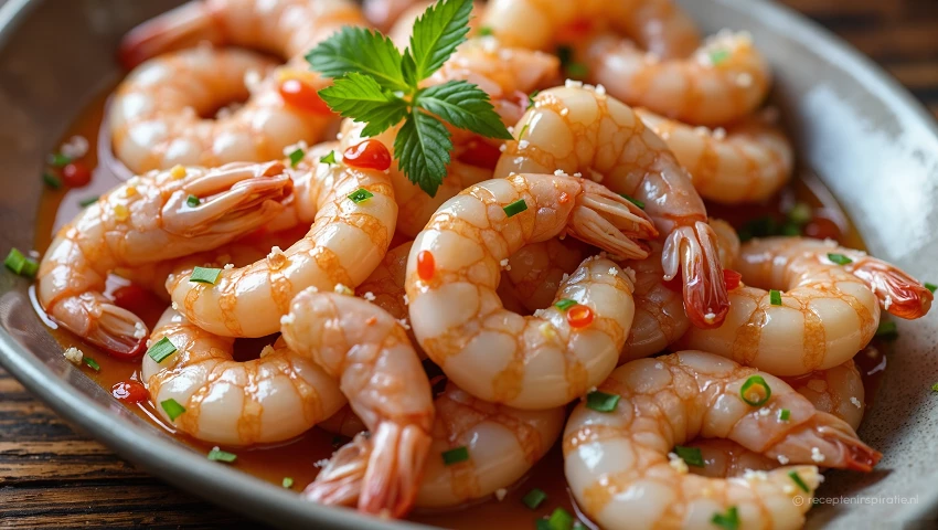 Garnalen in een marinade