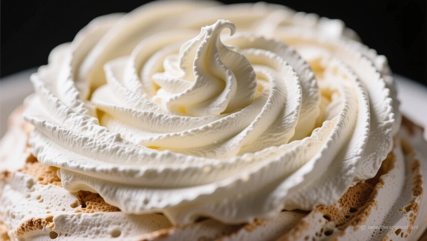 Versierde pavlova met slagroom