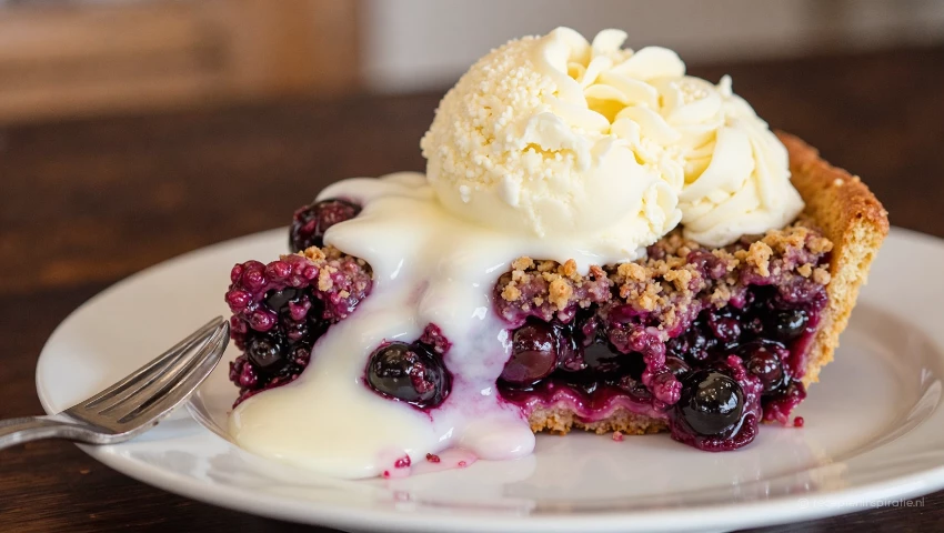 Kruimel met smeltend vanille ijs.