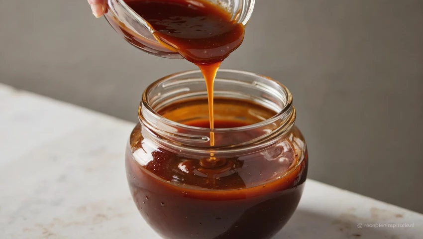 Saus in een pot gieten