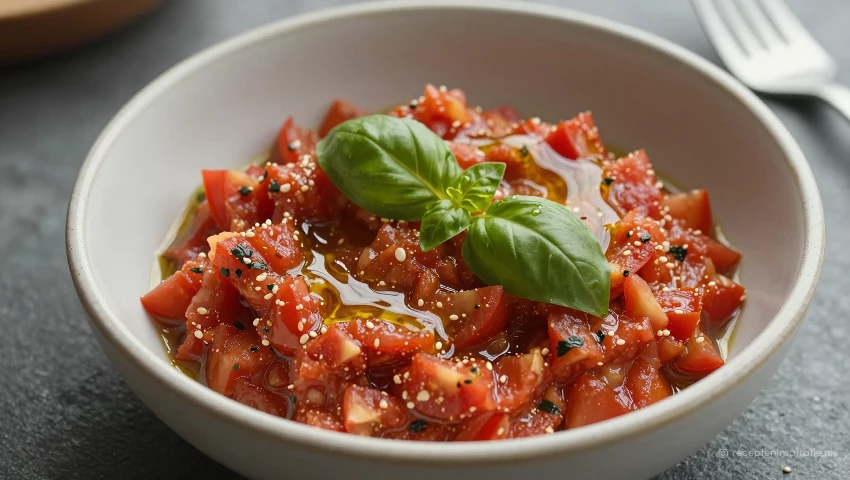 Kom gevuld met tomaten en basilicum