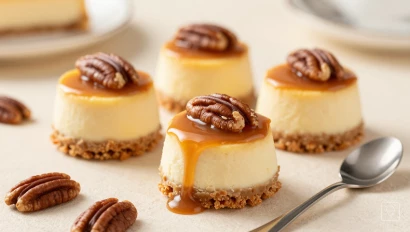 Cheesecakes met toppings en tools, stil leven.