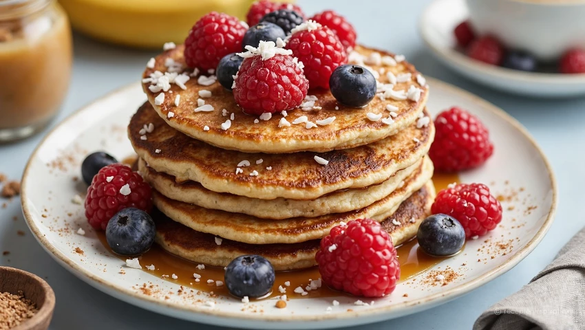 Pannenkoeken met diverse toppings, kleurrijk en aantrekkelijk.