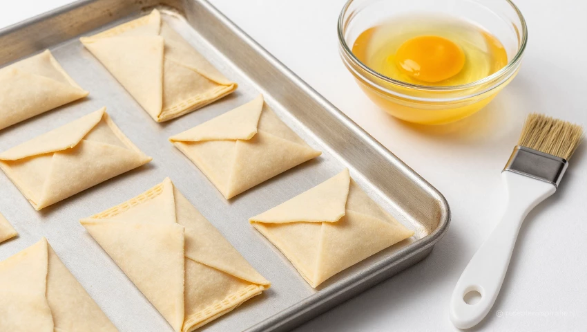 Ingrediënten en gereedschap voor het bakken van de enveloppen.