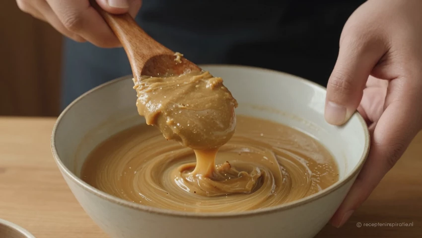 Miso pasta mengen met dashi bouillon, fotorealistisch.