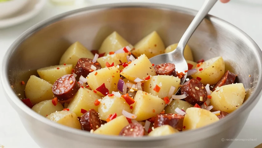 Ingrediënten worden gemengd in een kom.