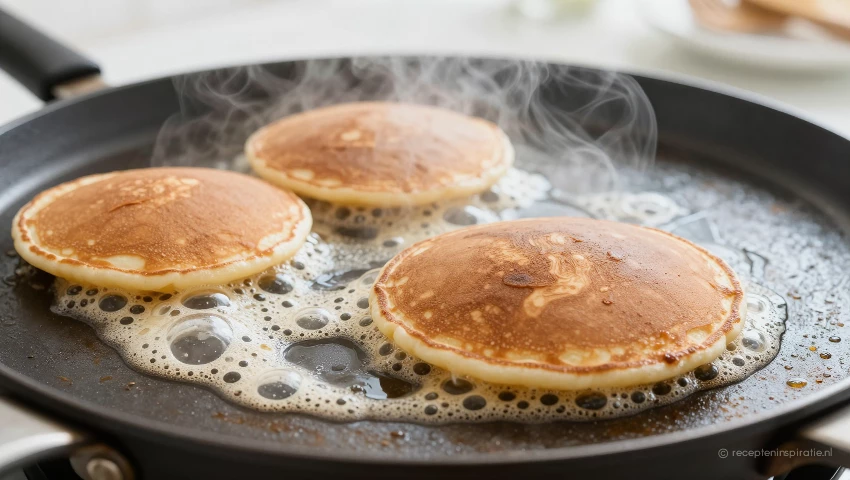 Pannenkoeken bakken in een pan.