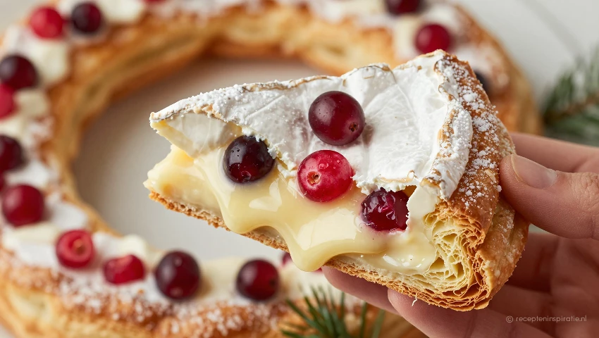 Detail van een stuk kerstkrans, smakelijk.