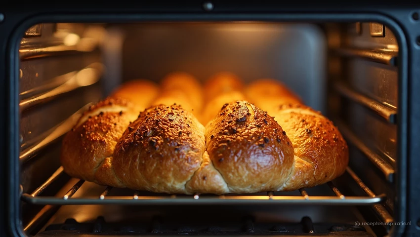 Brioche bakt goudbruin in de oven.