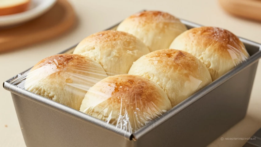 Brioche rijst voor de tweede keer in een vorm.