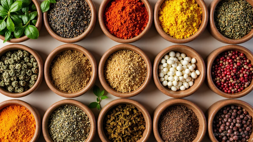 Kruidenrek met ingrediënten voor worst.