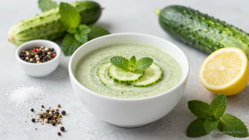 Kom soep met kruiden eromheen, benadrukt het aanpassen van de smaak.