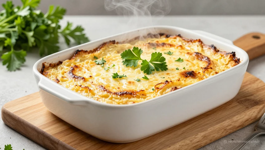 Gegratineerde schotel met peterselie.