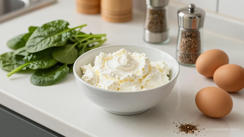 Ingrediënten voor lasagne van bovenaf gefotografeerd.
