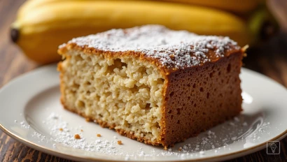 Detailopname van een punt bananencake.