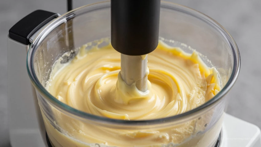 Gedetailleerde foto van gepureerde pastinaak in een blender.