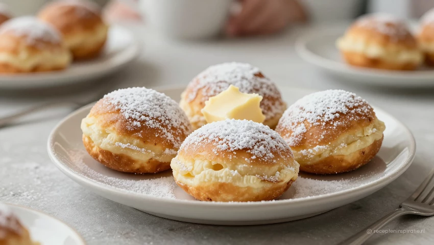 Warme poffertjes met poedersuiker en boter